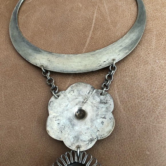 Antique boho vintage collar flower necklace - Picture 7 of 8
